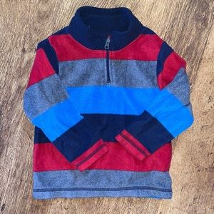 Striped Colorblocked Fleece Pullover